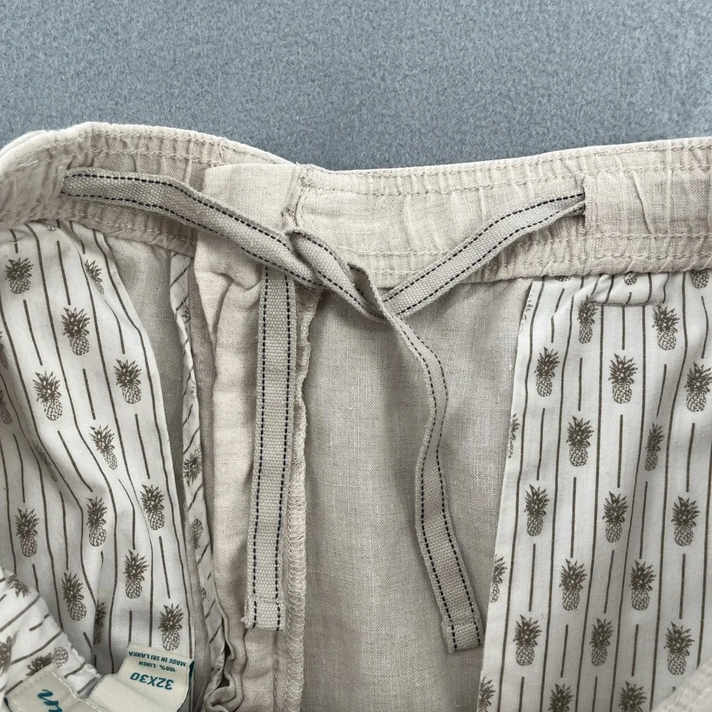 Caribbean Mens Cargo‎ Pants 32x30 100% Linen Straight Drawstring Relaxed Fit